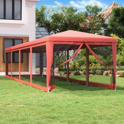 Tente de f&ecirc;te 10 parois lat&eacute;rales en maille Rouge 3x12 m PEHD