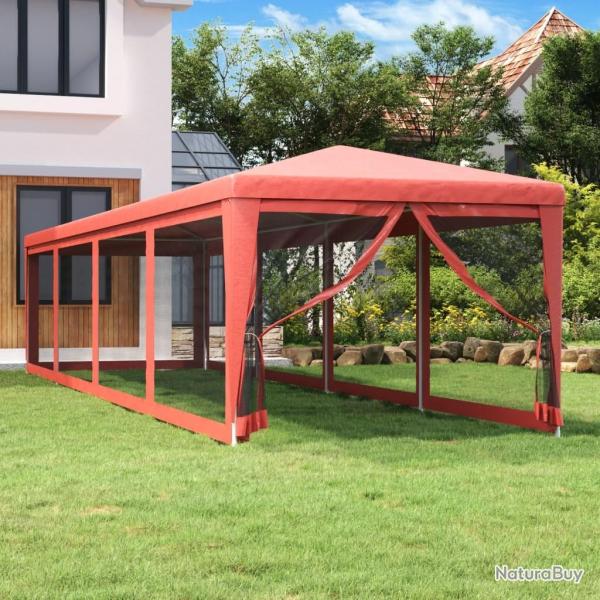 Tente de f�te 10 parois lat�rales en maille Rouge 3x12 m PEHD