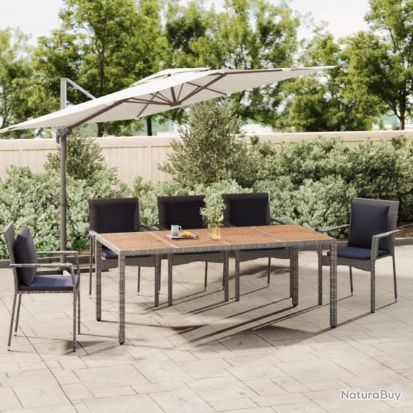 Table de jardin et dessus en bois Gris R�sine tress�e et acacia