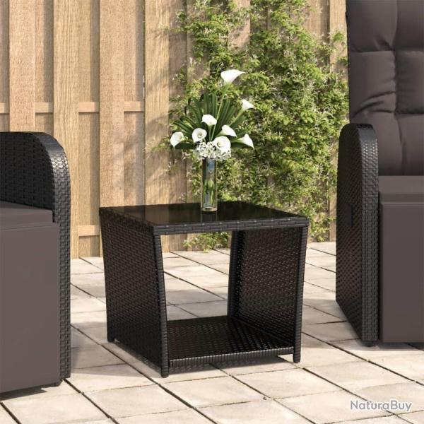 Table � th� dessus en verre Noir R�sine tress�e verre tremp�