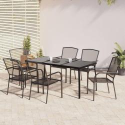 Ensemble &agrave; manger de jardin 7 pcs anthracite acier