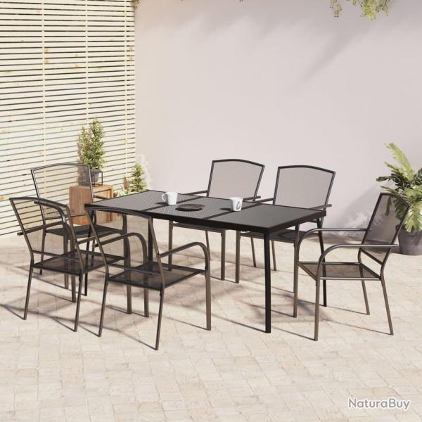 Ensemble � manger de jardin 7 pcs anthracite acier
