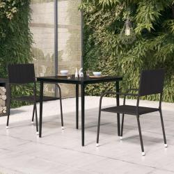 Table &agrave; d&icirc;ner de jardin Noir 80x80x74 cm Acier et verre