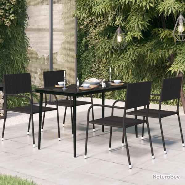 Table � d�ner de jardin Noir 140x70x74 cm Acier et verre