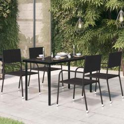 Table &agrave; d&icirc;ner de jardin Noir 140x70x74 cm Acier et verre