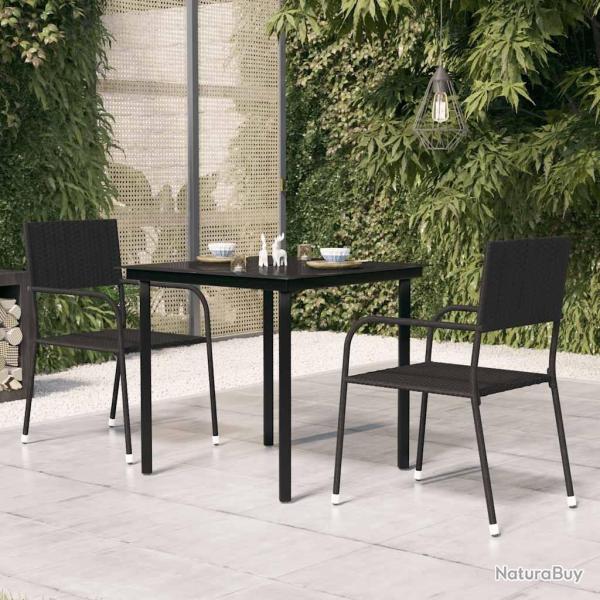 Table � d�ner de jardin Noir 80x80x74 cm Acier et verre