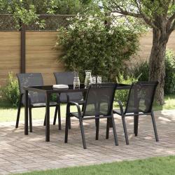 Chaises empilables de jardin lot de 4 Noir Tissu textil&egrave;ne