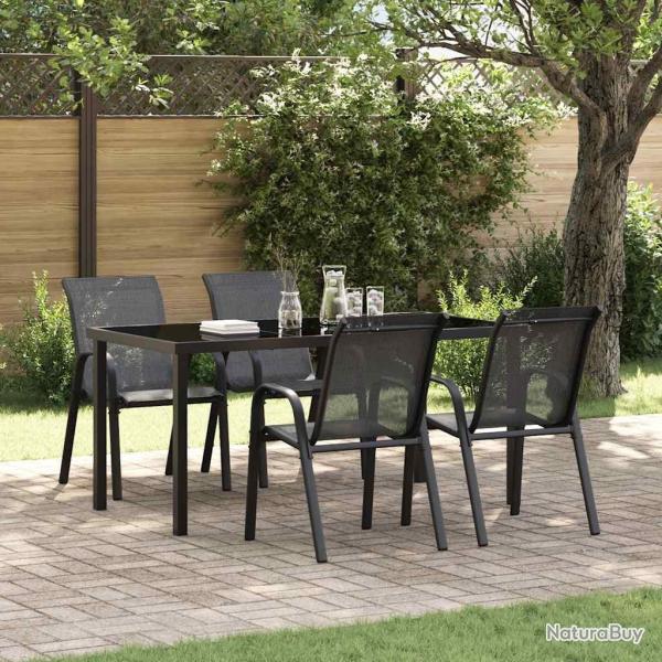 Chaises empilables de jardin lot de 4 Noir Tissu textil�ne