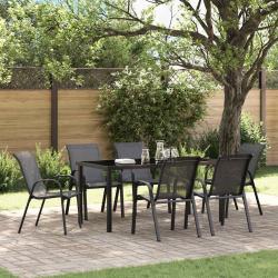 Chaises empilables de jardin lot de 6 Noir Tissu textil&egrave;ne