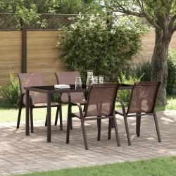Chaises empilables de jardin lot de 4 Marron Tissu textil&egrave;ne