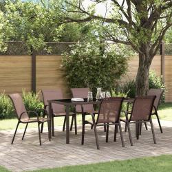 Chaises empilables de jardin lot de 6 Marron Tissu textil&egrave;ne