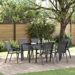 Chaises empilables de jardin lot de 6 Gris Tissu textil&egrave;ne