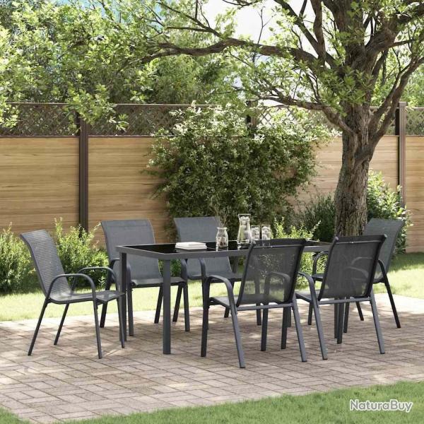 Chaises empilables de jardin lot de 6 Gris Tissu textil�ne