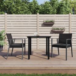Ensemble &agrave; manger de jardin 3 pcs coussins r&eacute;sine tress&eacute;e acier
