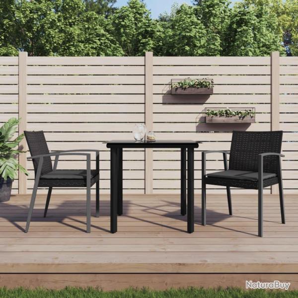 Ensemble � manger de jardin 3 pcs coussins r�sine tress�e acier