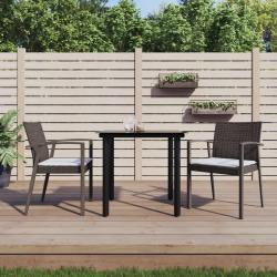 Ensemble &agrave; manger de jardin 3 pcs coussins r&eacute;sine tress&eacute;e acier