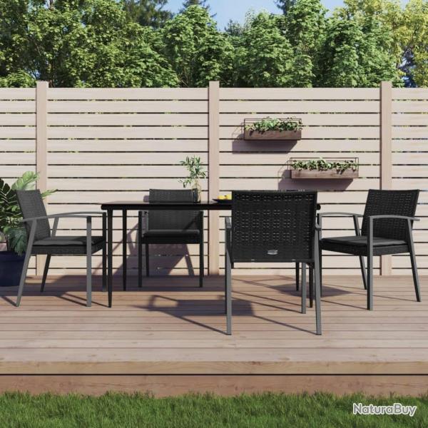 Ensemble � manger de jardin 5 pcs coussins r�sine tress�e acier