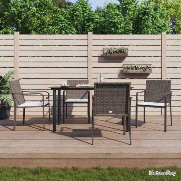 Ensemble � manger de jardin 5 pcs coussins r�sine tress�e acier