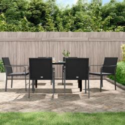 Ensemble &agrave; manger de jardin 7 pcs coussins r&eacute;sine tress&eacute;e acier