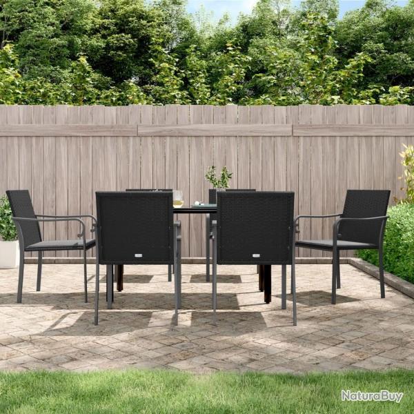 Ensemble � manger de jardin 7 pcs coussins r�sine tress�e acier
