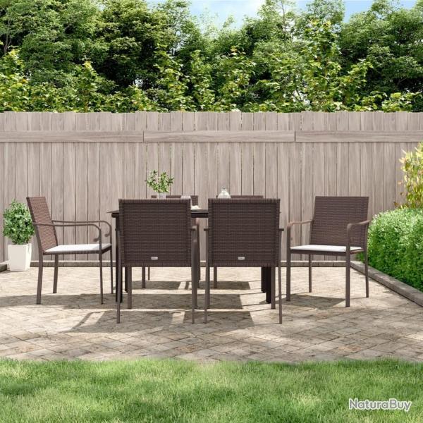 Ensemble � manger de jardin 7 pcs coussins r�sine tress�e acier