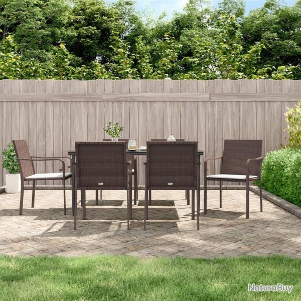 Ensemble � manger de jardin 7 pcs coussins r�sine tress�e acier