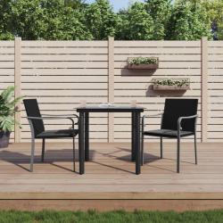 Ensemble &agrave; manger de jardin 3 pcs coussins r&eacute;sine tress&eacute;e acier