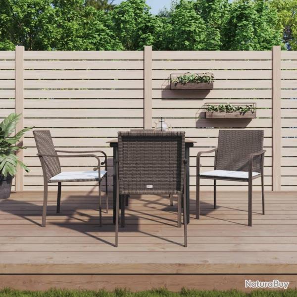 Ensemble � manger de jardin 5 pcs coussins r�sine tress�e acier