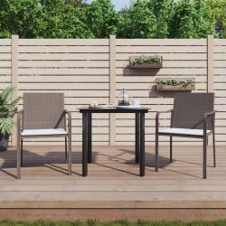Ensemble &agrave; manger de jardin 3 pcs coussins r&eacute;sine tress&eacute;e acier