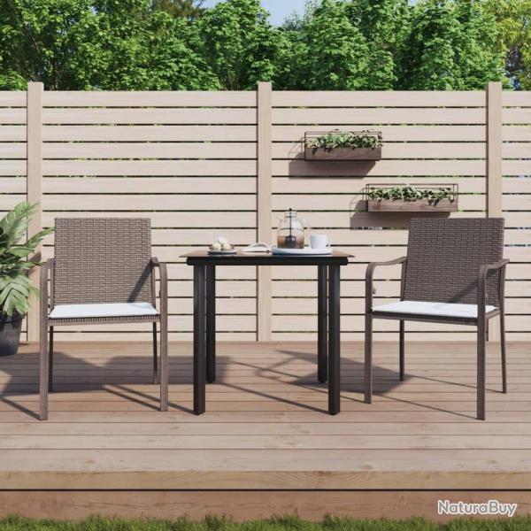 Ensemble � manger de jardin 3 pcs coussins r�sine tress�e acier