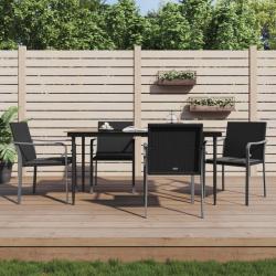 Ensemble &agrave; manger de jardin 5 pcs coussins r&eacute;sine tress&eacute;e acier
