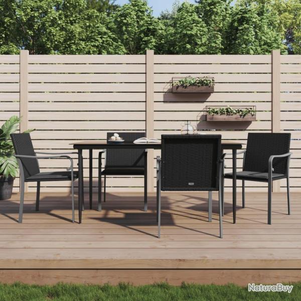 Ensemble � manger de jardin 5 pcs coussins r�sine tress�e acier