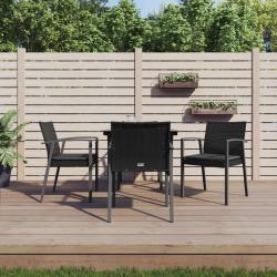 Ensemble &agrave; manger de jardin 5 pcs coussins r&eacute;sine tress&eacute;e acier