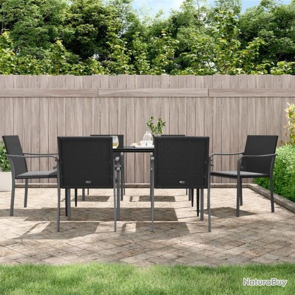Ensemble � manger de jardin 7 pcs coussins r�sine tress�e acier