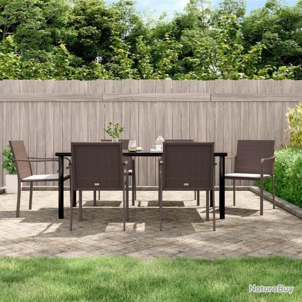 Ensemble � manger de jardin 7 pcs coussins r�sine tress�e acier