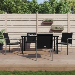 Ensemble &agrave; manger de jardin 5 pcs coussins r&eacute;sine tress&eacute;e acier