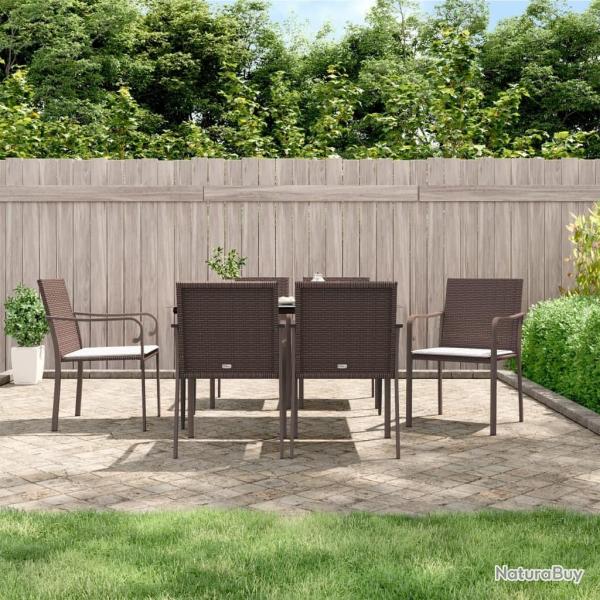 Ensemble � manger de jardin 7 pcs coussins r�sine tress�e acier
