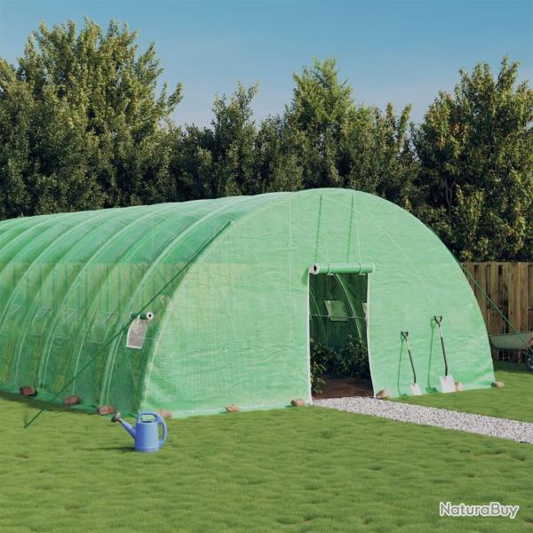 Serre avec cadre en acier vert 36 m� 6x6x2,85 m
