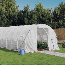 Serre avec cadre en acier blanc 30 m&sup2; 10x3x2 m