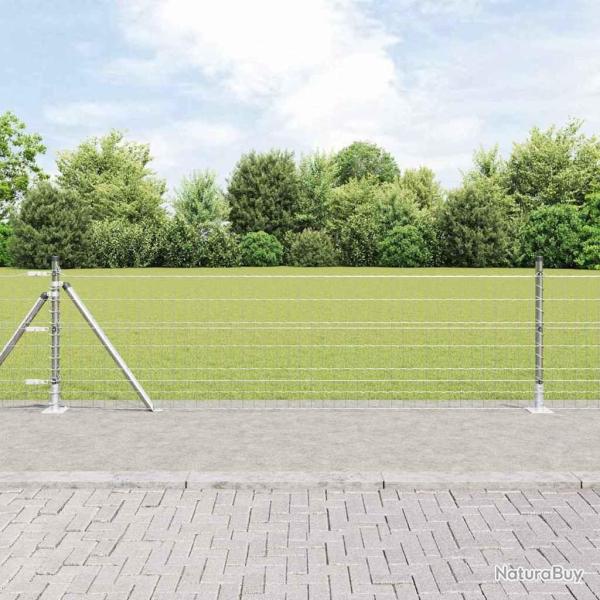Cl�ture avec poteau Argent� 0,6 x 25 m Acier