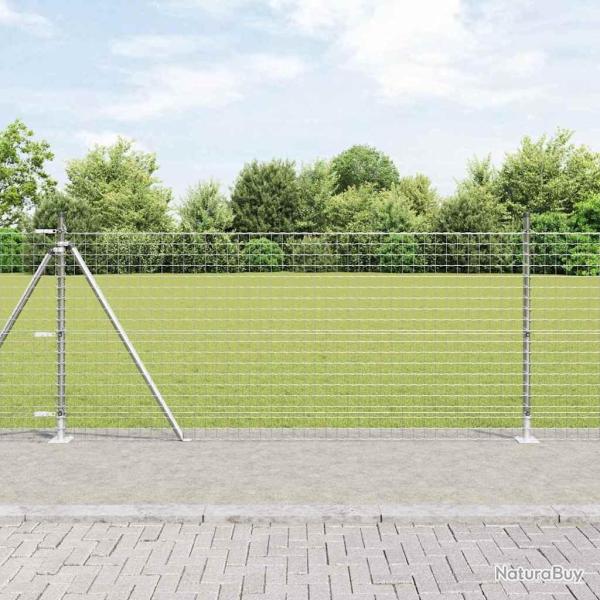 Cl�ture avec poteau Argent� 0,8 x 25 m Acier