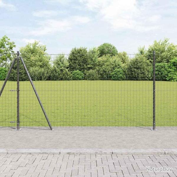 Cl�ture avec poteau Gris 1,2 x 25 m Acier et PVC