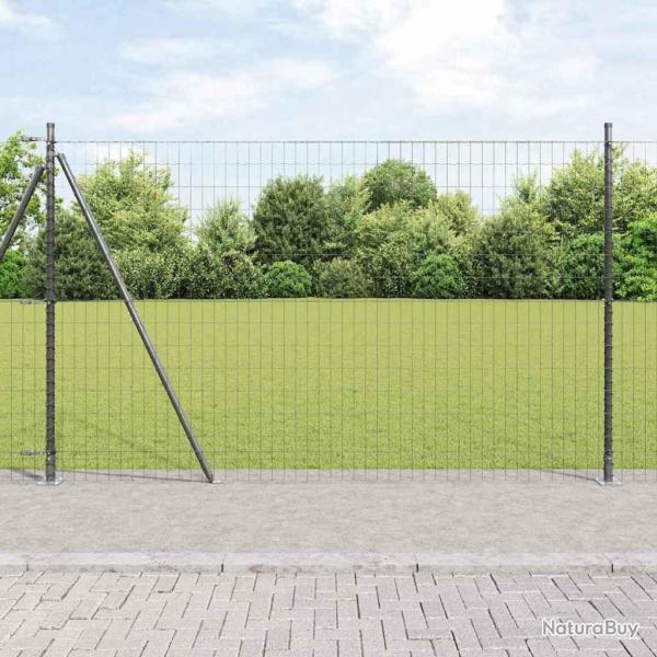 Cl�ture avec poteau Gris 1,5 x 10 m Acier et PVC