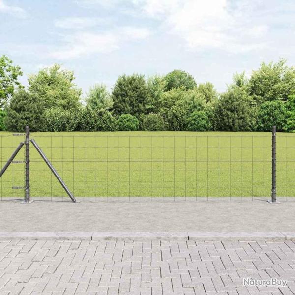 Cl�ture avec poteau Gris 0,4 x 25 m Acier et PVC