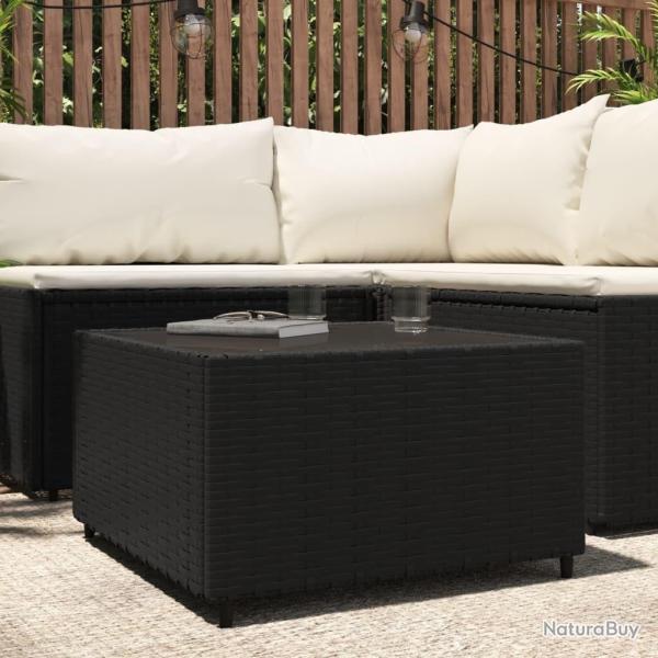 Table basse de jardin Carr� Noir 50x50x30 cm R�sine tress�e