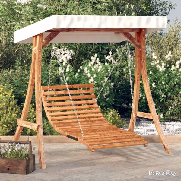 Lit balan�oire et auvent bois massif d'�pic�a et finition teck