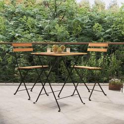 Chaises de bistrot pliantes lot de 2 Bois de teck solide acier
