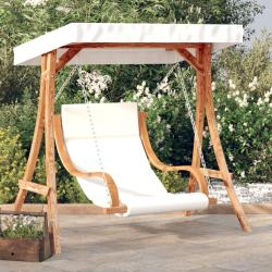 Chaise balan&ccedil;oire avec coussin et auvent bois massif d'&eacute;pic&eacute;a