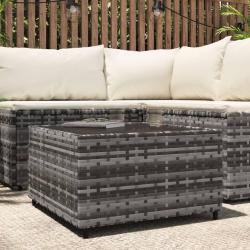 Table basse de jardin carr&eacute; gris 50x50x30 cm r&eacute;sine tress&eacute;e