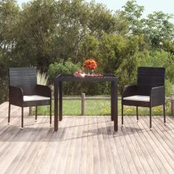 Table de jardin dessus en verre Noir 90x90x75 cm R&eacute;sine tress&eacute;e
